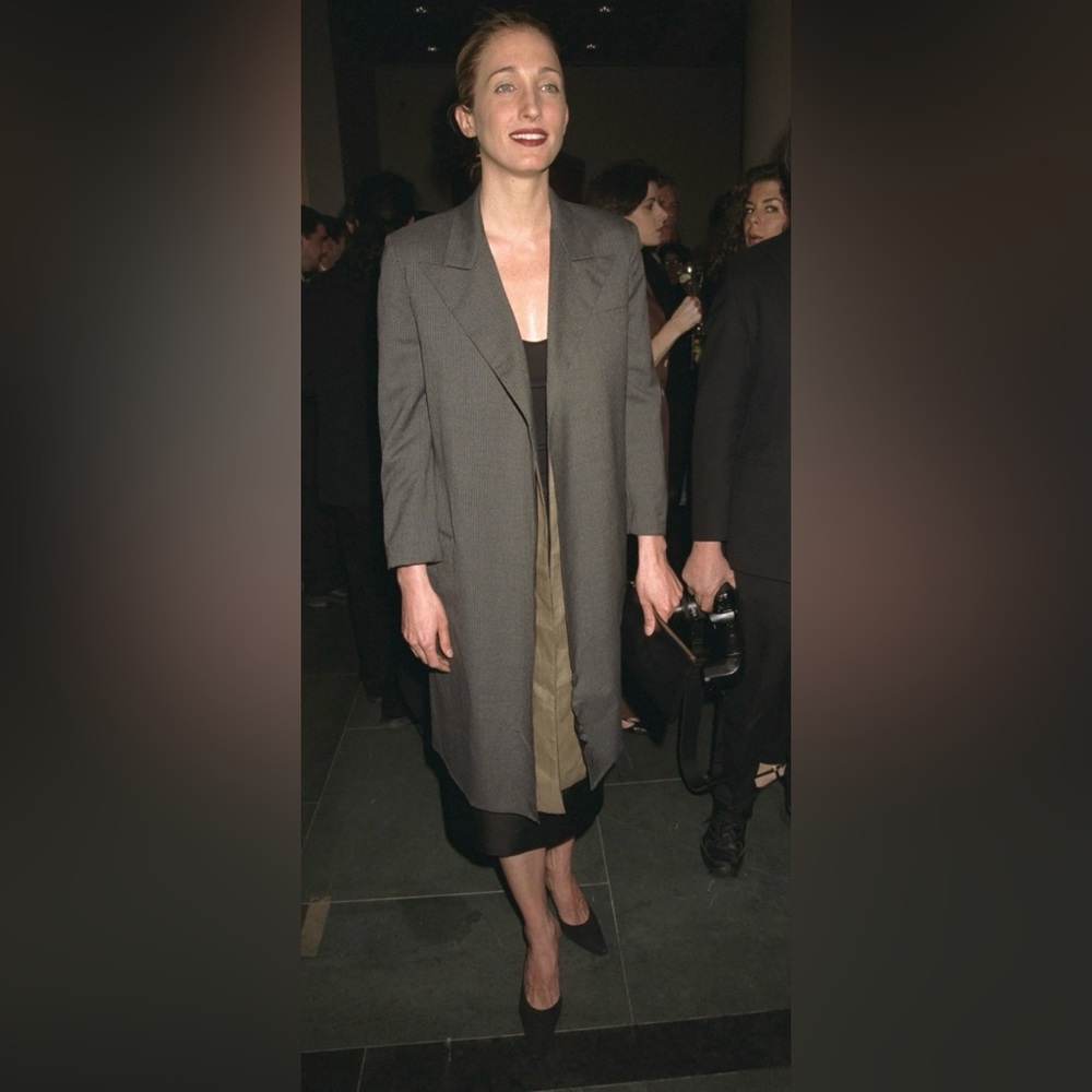 Vintage 90s Yohji Yamamoto Grey pinstriped Blazer Coat ASO Carolyn Bessette CBK